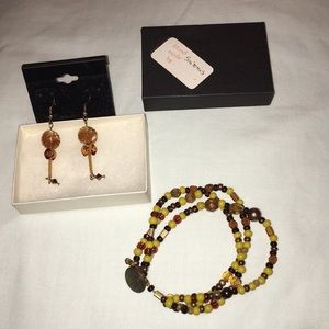 Handmade Sunflower Beaded Bracelet and Earrings Set